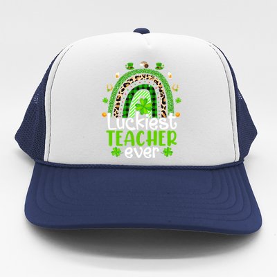 Luckiest Teacher Ever Rainbow St Patricks Day Trucker Hat