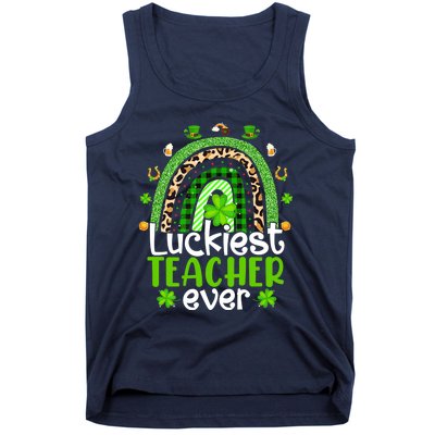 Luckiest Teacher Ever Rainbow St Patricks Day Tank Top