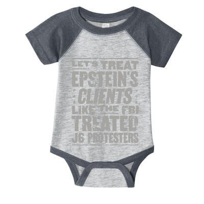 Let’S Treat Epstein’S Clents Like The Fbi Treated J6 Protesters Infant Baby Jersey Bodysuit