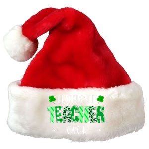 Luckiest Teacher Ever Shamrock Teacher St Patrick's Day Premium Christmas Santa Hat