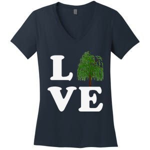 Love Trees Earth Day Weeping Willow Women Tee Women's V-Neck T-Shirt