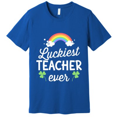 Luckiest Teacher Ever For St Patricks Day School Outfit Funny Gift Premium T-Shirt