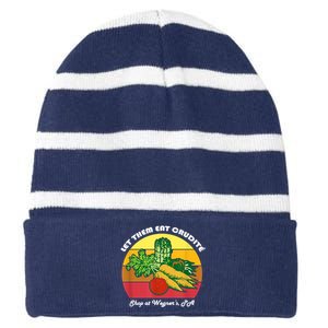 Let Them Eat Crudite Wegner's Meme Striped Beanie with Solid Band