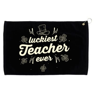 Luckiest Teacher Ever St Patricks Day Lucky Shamrock Gift Grommeted Golf Towel