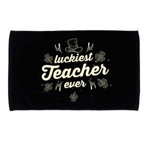 Luckiest Teacher Ever St Patricks Day Lucky Shamrock Gift Microfiber Hand Towel