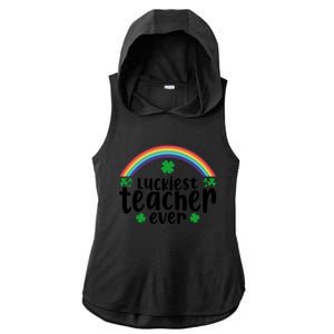 Luckiest Teacher Ever Funny St.Patricks Day Ladies PosiCharge Tri-Blend Wicking Draft Hoodie Tank