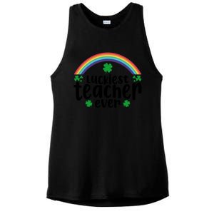 Luckiest Teacher Ever Funny St.Patricks Day Ladies PosiCharge Tri-Blend Wicking Tank