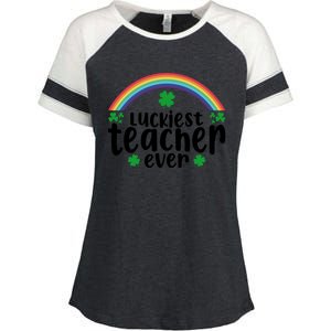 Luckiest Teacher Ever Funny St.Patricks Day Enza Ladies Jersey Colorblock Tee