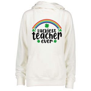 Luckiest Teacher Ever Funny St.Patricks Day Womens Funnel Neck Pullover Hood