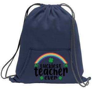 Luckiest Teacher Ever Funny St.Patricks Day Sweatshirt Cinch Pack Bag