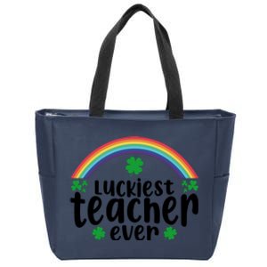 Luckiest Teacher Ever Funny St.Patricks Day Zip Tote Bag