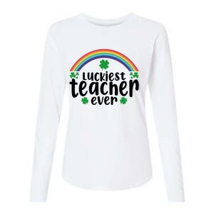 Luckiest Teacher Ever Funny St.Patricks Day Womens Cotton Relaxed Long Sleeve T-Shirt