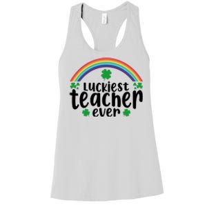 Luckiest Teacher Ever Funny St.Patricks Day Women's Racerback Tank