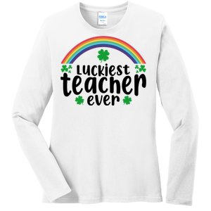 Luckiest Teacher Ever Funny St.Patricks Day Ladies Long Sleeve Shirt