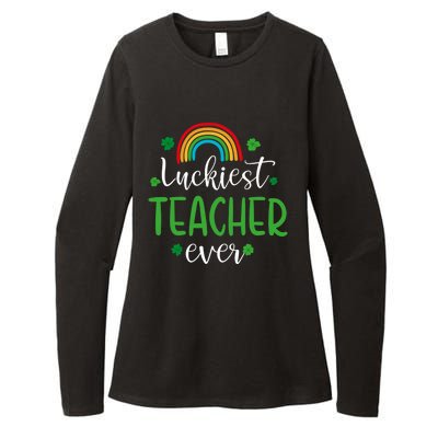 Luckiest Teacher Ever Funny St Patrick's Day Rainbow Gift Womens CVC Long Sleeve Shirt