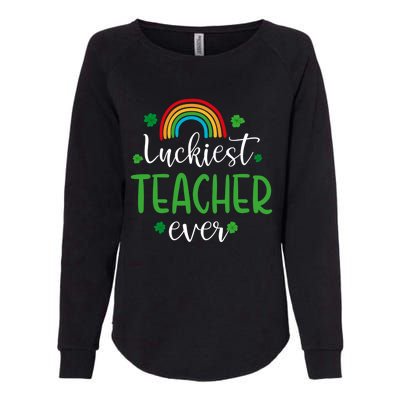 Luckiest Teacher Ever Funny St Patrick's Day Rainbow Gift Womens California Wash Sweatshirt