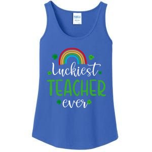 Luckiest Teacher Ever Funny St Patrick's Day Rainbow Gift Ladies Essential Tank