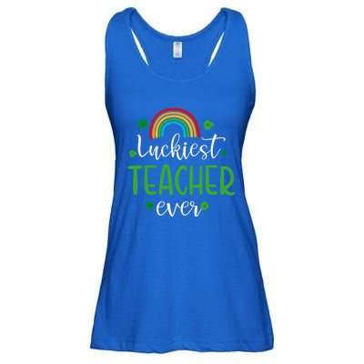 Luckiest Teacher Ever Funny St Patrick's Day Rainbow Gift Ladies Essential Flowy Tank