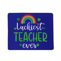 Luckiest Teacher Ever Funny St Patrick's Day Rainbow Gift Mousepad