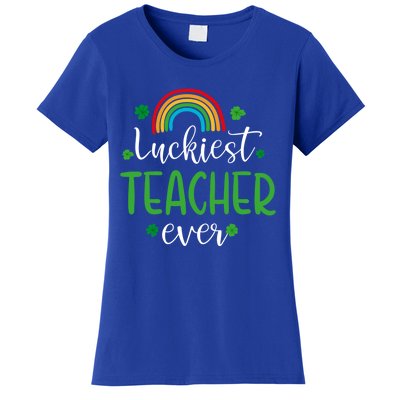 Luckiest Teacher Ever Funny St Patrick's Day Rainbow Gift Women's T-Shirt