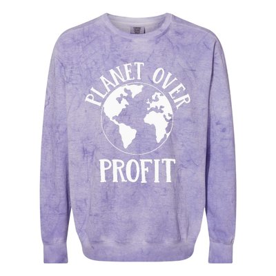 love the earth political planet over profit earth day Colorblast Crewneck Sweatshirt