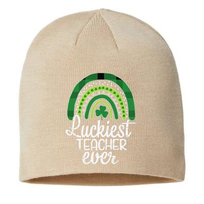 Luckiest Teacher Ever St Patricks Day School Teacher Sustainable Beanie