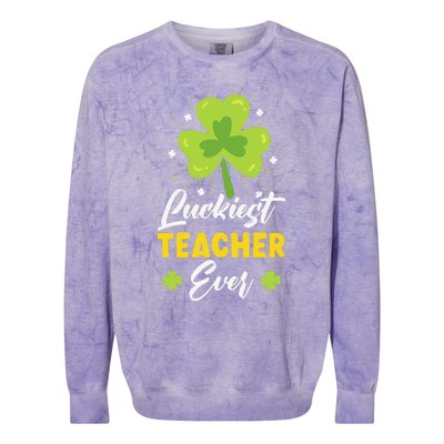 Luckiest Teacher Ever St. Patrick's Saint Pattys Day Colorblast Crewneck Sweatshirt