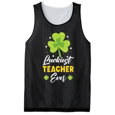 Luckiest Teacher Ever St. Patrick's Saint Pattys Day Mesh Reversible Basketball Jersey Tank