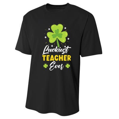 Luckiest Teacher Ever St. Patrick's Saint Pattys Day Performance Sprint T-Shirt