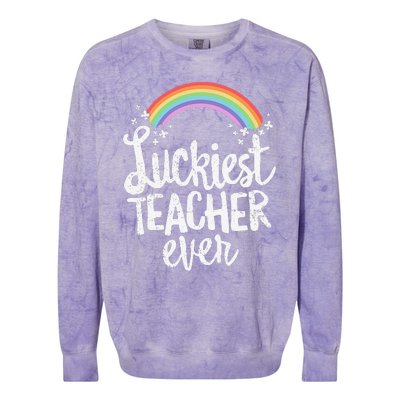 Luckiest Teacher Ever St Patricks Day School Gift Colorblast Crewneck Sweatshirt