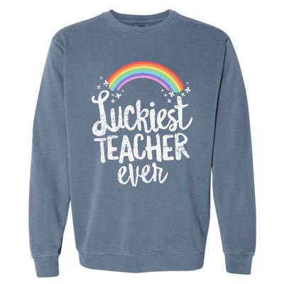 Luckiest Teacher Ever St Patricks Day School Gift Garment-Dyed Sweatshirt