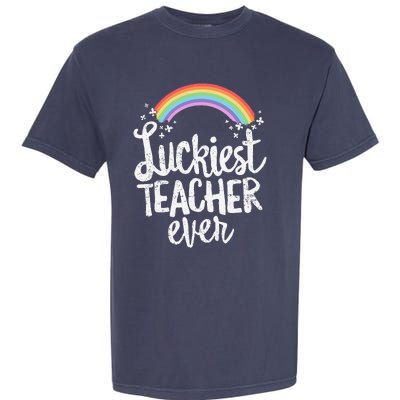 Luckiest Teacher Ever St Patricks Day School Gift Garment-Dyed Heavyweight T-Shirt