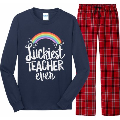 Luckiest Teacher Ever St Patricks Day School Gift Long Sleeve Pajama Set