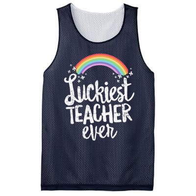 Luckiest Teacher Ever St Patricks Day School Gift Mesh Reversible Basketball Jersey Tank