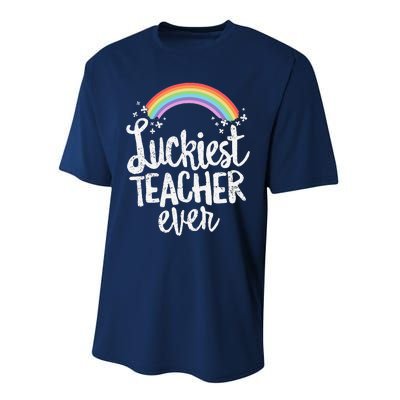 Luckiest Teacher Ever St Patricks Day School Gift Performance Sprint T-Shirt