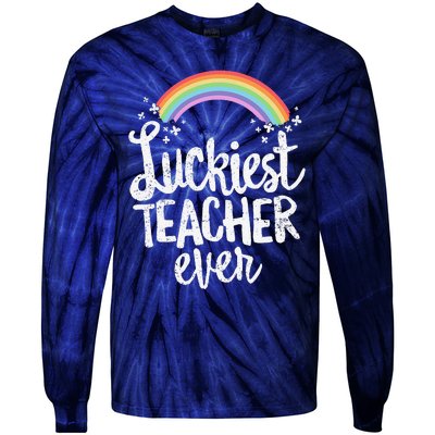 Luckiest Teacher Ever St Patricks Day School Gift Tie-Dye Long Sleeve Shirt