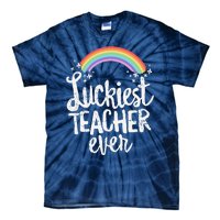 Luckiest Teacher Ever St Patricks Day School Gift Tie-Dye T-Shirt