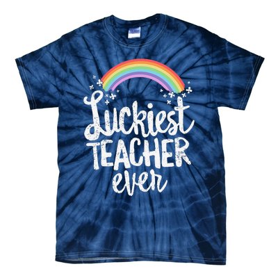 Luckiest Teacher Ever St Patricks Day School Gift Tie-Dye T-Shirt