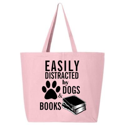 Library Themed Easily Distracted By Books And Dogs Gift 25L Jumbo Tote