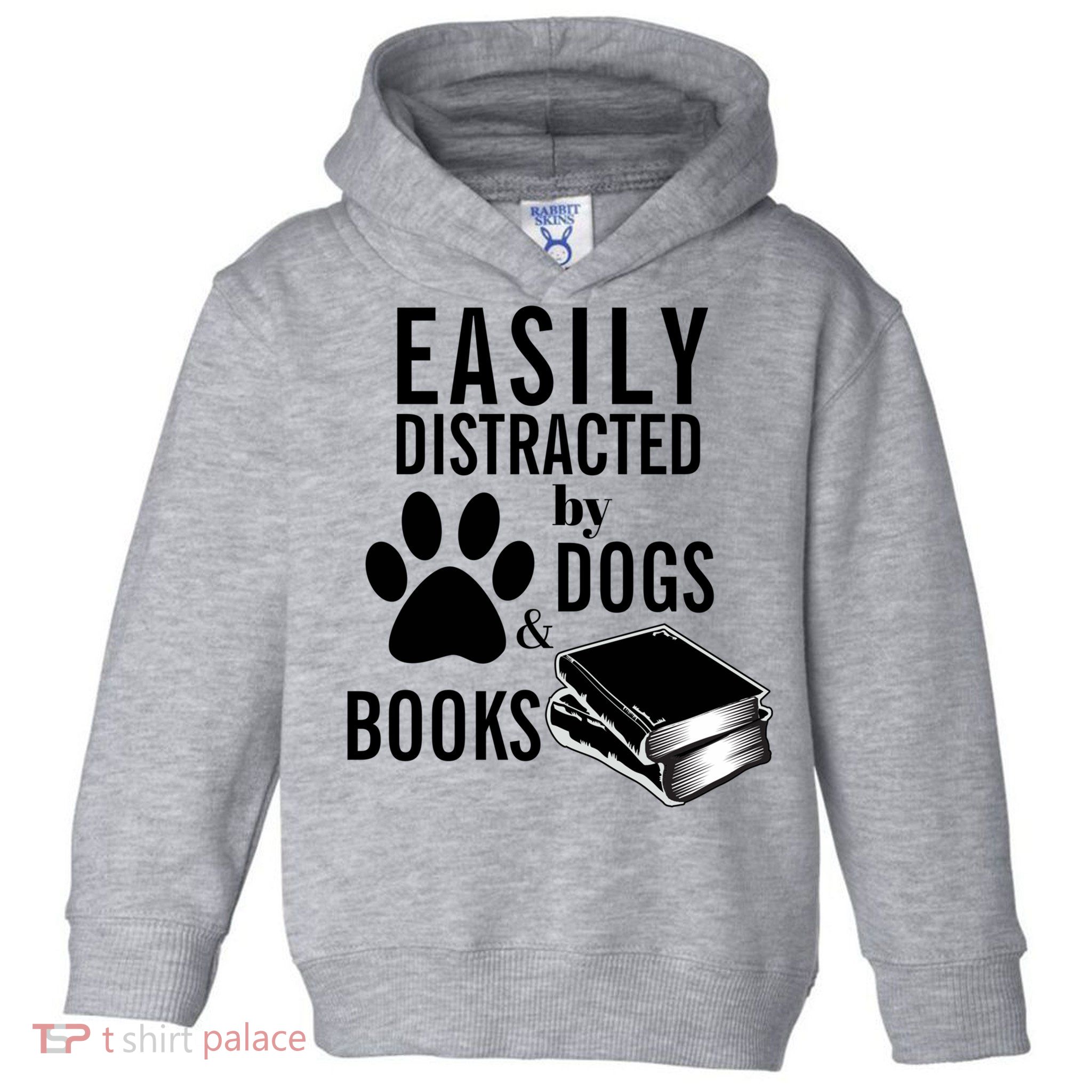 Library Themed Easily Distracted By Books And Dogs Gift Toddler Hoodie