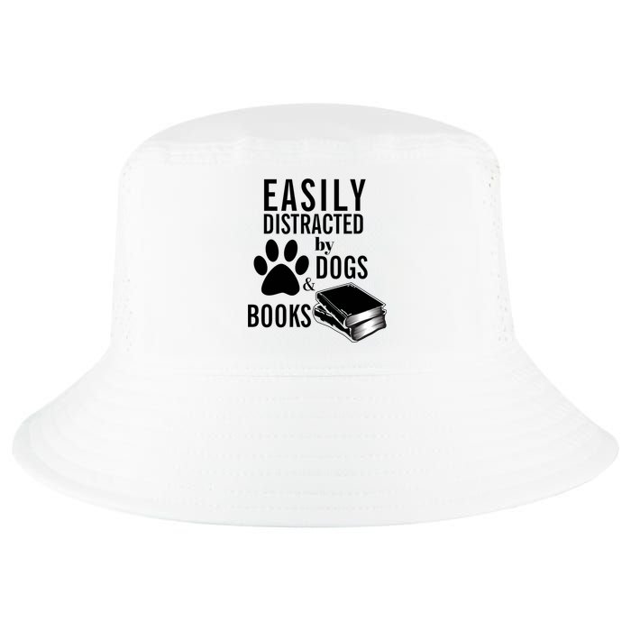 Library Themed Easily Distracted By Books And Dogs Gift Cool Comfort Performance Bucket Hat