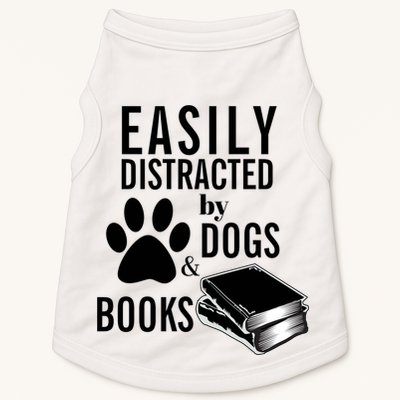 Library Themed Easily Distracted By Books And Dogs Gift Doggie Tank