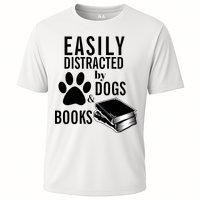 Library Themed Easily Distracted By Books And Dogs Gift Cooling Performance Crew T-Shirt