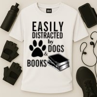 Library Themed Easily Distracted By Books And Dogs Gift Cooling Performance Crew T-Shirt