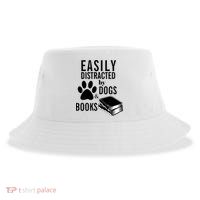 Library Themed Easily Distracted By Books And Dogs Gift Sustainable Bucket Hat