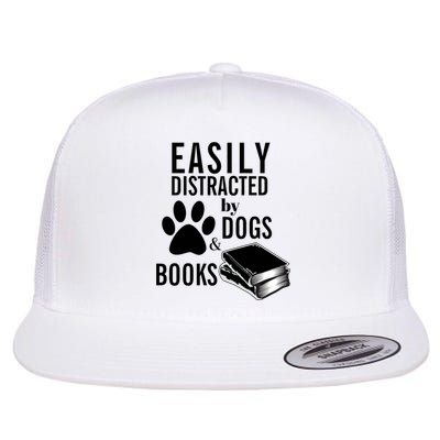 Library Themed Easily Distracted By Books And Dogs Gift Flatbill Hat