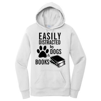 Library Themed Easily Distracted By Books And Dogs Gift Women's Pullover Hoodie