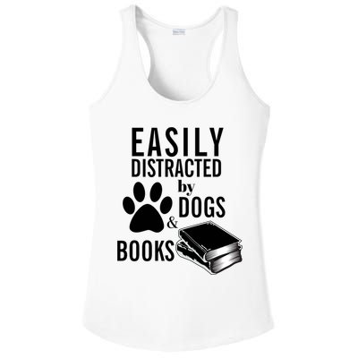 Library Themed Easily Distracted By Books And Dogs Gift Ladies PosiCharge Competitor Racerback Tank