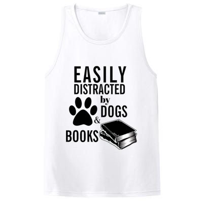 Library Themed Easily Distracted By Books And Dogs Gift PosiCharge Competitor Tank