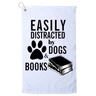 Library Themed Easily Distracted By Books And Dogs Gift Golf Towel